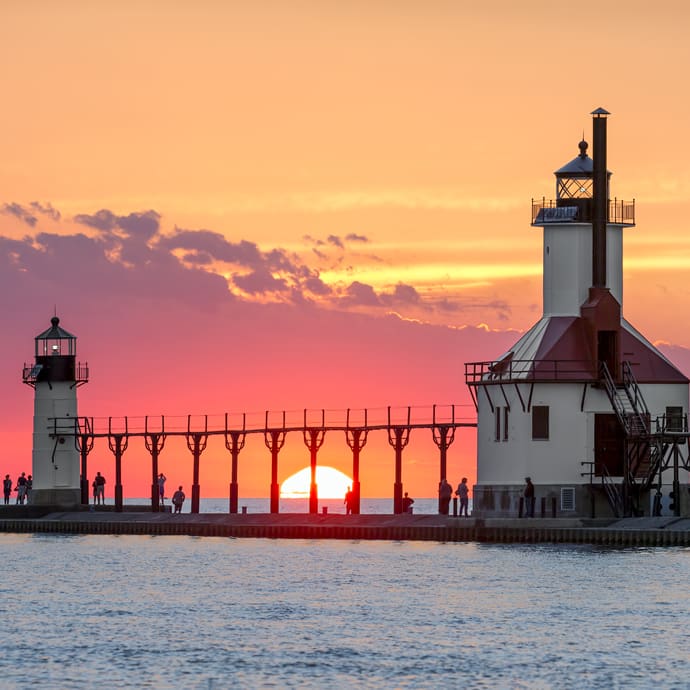 Lighthouses at St. Joseph - Pure Michigan/Kenneth Keifer